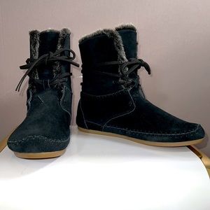 TOMS Shearling and Suede Lace-up Boots